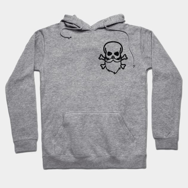 Skull and Beard Pocket Logo - Black Hoodie by Tatted_and_Tired